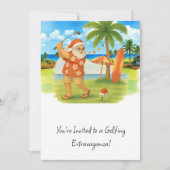 クリスマスサマーテーマのゴルフサンタクロース 招待状 (正面)