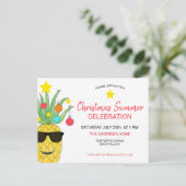 クリスマスサマーパイナップルパーティの招待状 インビテーションポストカード (スタンド正面)