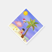 クリスマスサマーフラミンゴビーチかわいい休日 スタンダードカクテルナプキン (角)