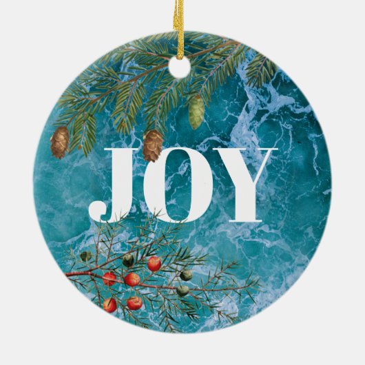 クリスマスサマー海ビーチジョイ セラミックオーナメント (裏面)