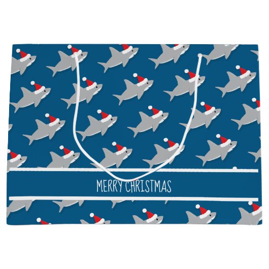 クリスマスサメかわいい大抱き枕 ラージペーパーバッグ (正面)