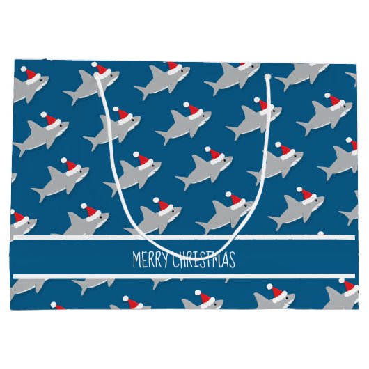 クリスマスサメかわいい大抱き枕 ラージペーパーバッグ (裏面)