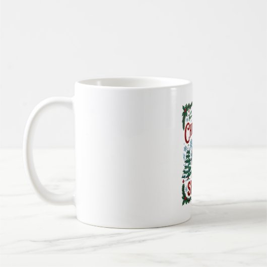 クリスマスサメのモミの木が大好き コーヒーマグカップ (左)