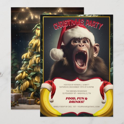 クリスマスサル 招待状 (正面/裏面)