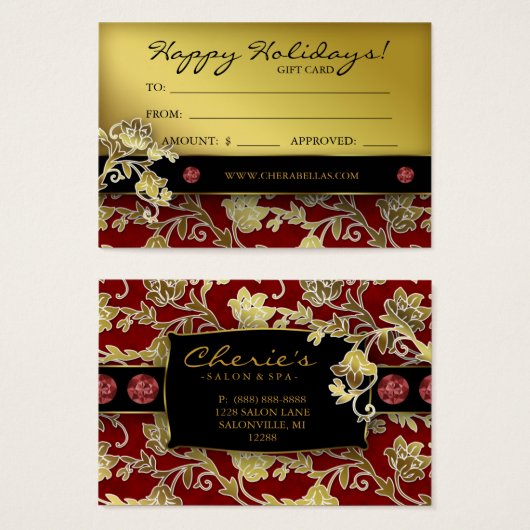 クリスマスサロンギフトカードスパフローラ赤金ゴールド (正面&裏面)