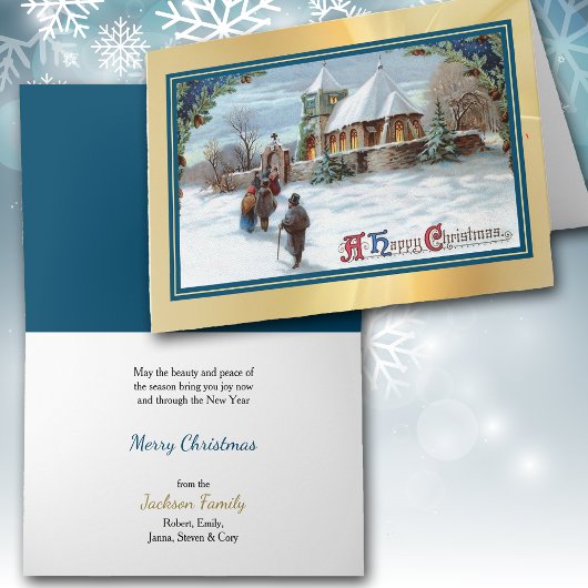 クリスマスサワーズ歩くトゥチャーチヴィンテージ カード