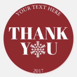 クリスマスサンキュースノーフレークレッドホワイト ラウンドシール