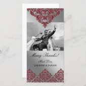 クリスマスサンキューフォトカードインディアンダマスクレッド サンキューカード (正面/裏面)