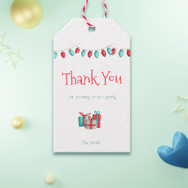 クリスマスサンキューラベルティール（緑がかった色）と赤 ギフトタグ