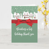 クリスマスサンキュー包まれたアップ明るい緑の弓 カード (黄色い花)