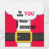 クリスマスサンタあなたはお酒を飲んでいるとき ワインラベル (シングルラベル)
