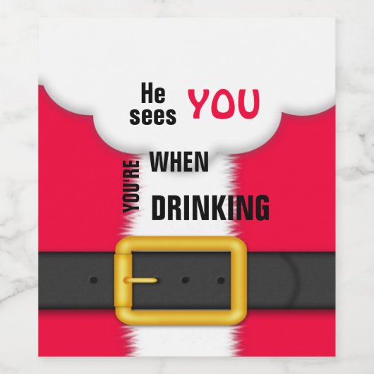 クリスマスサンタあなたはお酒を飲んでいるとき ワインラベル (シングルラベル)