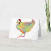 クリスマスサンタおもしろいンカラフルチキン愛好家 カード (正面)