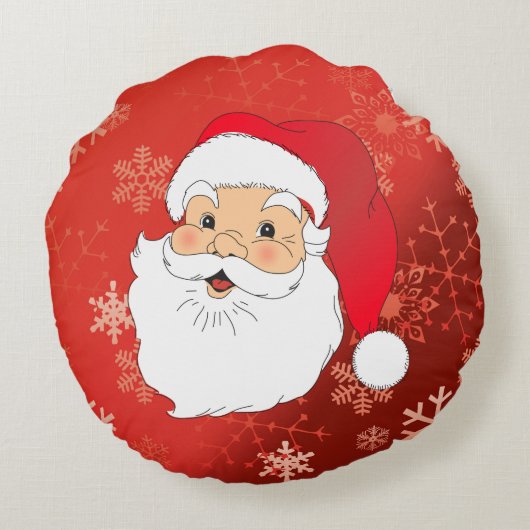 クリスマスサンタおよび雪だるまの倍は味方しました ラウンドクッション (裏面)