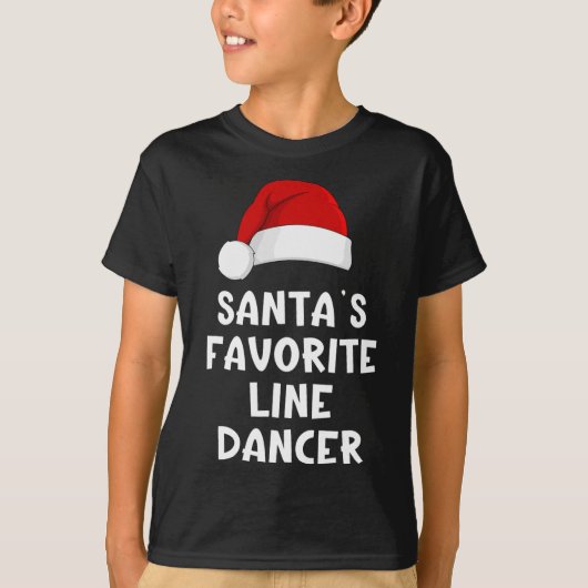 クリスマスサンタお気に入りののラインダンおもしろいシ Tシャツ (正面)