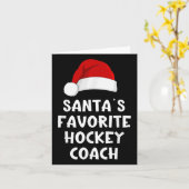 クリスマスサンタお気に入りのスホッケーコーチおもしろいクリスマス カード (黄色い花)