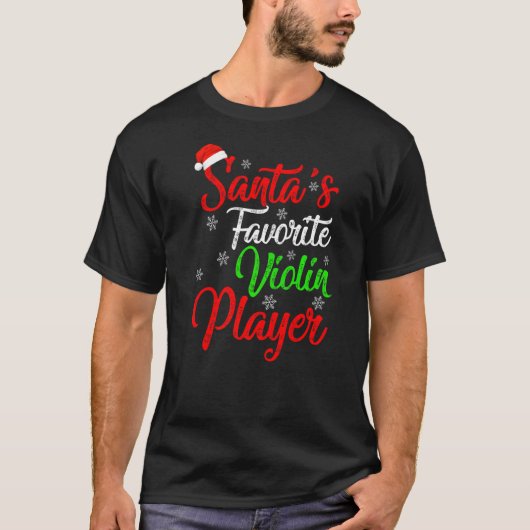 クリスマスサンタお気に入りのSヴァイオリン奏者クリスマス Tシャツ (正面)