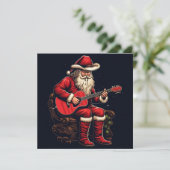 クリスマスサンタがギターを弾く シーズンカード (スタンド正面)