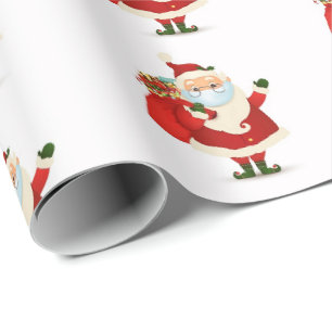 クリスマスサンタがマスク眼鏡を着用 ラッピングペーパー
