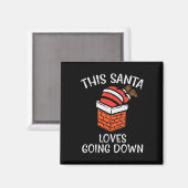クリスマスサンタが煙突を降りるのが大好きおもしろいクリスマス マグネット (正面/裏面)