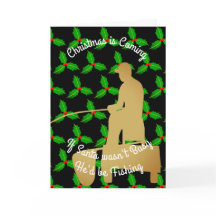 クリスマスサンタが魚釣り