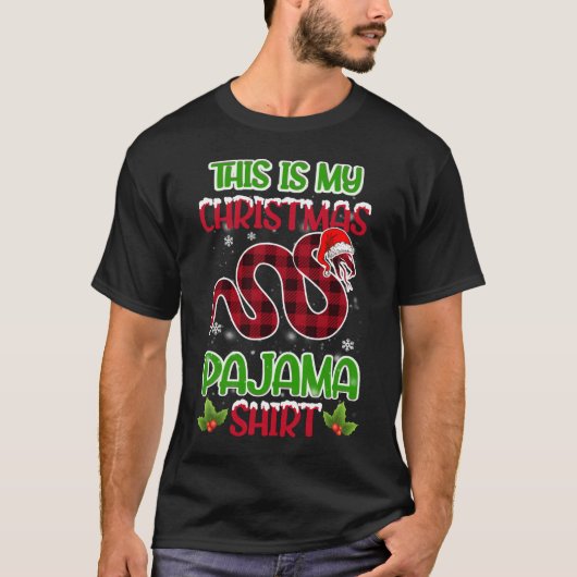 クリスマスサンタこれは私のスネーククリスマスパジャマ Tシャツ (正面)