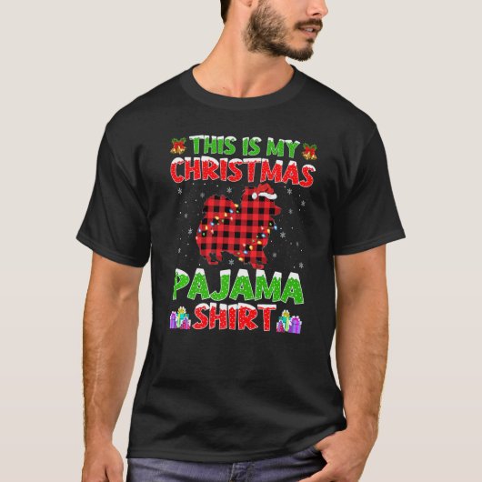 クリスマスサンタこれは私のパピヨンクリスマスパジャマ Tシャツ (正面)