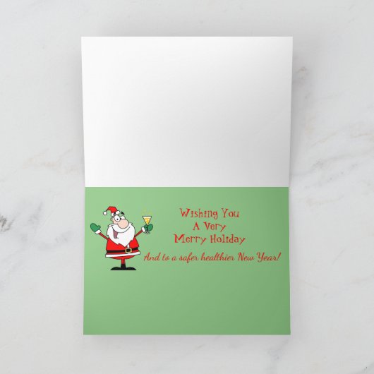 クリスマスサンタそりカクテルおもしろいドリンクを折り畳み カード (内部)