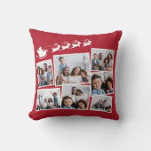 クリスマスサンタそり赤いコラージュ クッション (正面)