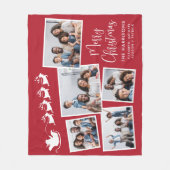 クリスマスサンタそり赤いコラージュ フリースブランケット (正面)