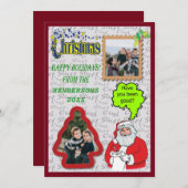 クリスマスサンタとツリーの写真の追加 シーズンカード (正面/裏面)