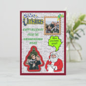 クリスマスサンタとツリーの写真の追加 シーズンカード (スタンド正面)