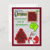 クリスマスサンタとツリーの写真の追加 シーズンポストカード (正面/裏面)