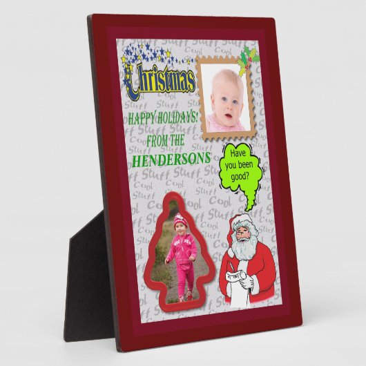 クリスマスサンタとツリーの写真の追加 フォトプラーク (側面)