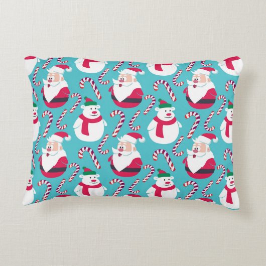 クリスマスサンタとテディベアとキャンディケーン アクセントクッション (裏面)
