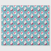 クリスマスサンタとテディベアとキャンディケーン ラッピングペーパー (フラット)