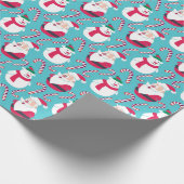 クリスマスサンタとテディベアとキャンディケーン ラッピングペーパー (角)