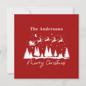 クリスマスサンタとトナカイそりのホリデーカード シーズンカード (正面)