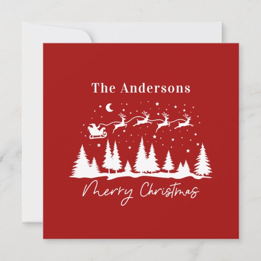 クリスマスサンタとトナカイそり シーズンカード (正面)