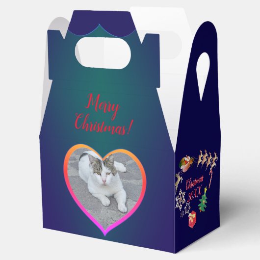 クリスマスサンタとトナカイのフォトフレームの好意ボックス フェイバーボックス (オープン)