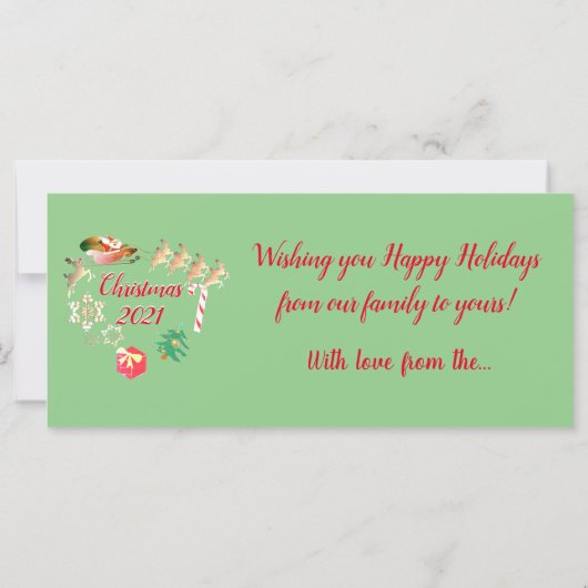 クリスマスサンタとトナカイ2枚の写真グリーティング (裏面)