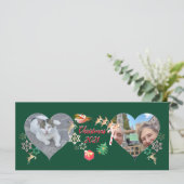 クリスマスサンタとトナカイ2枚の写真グリーティング (スタンド正面)