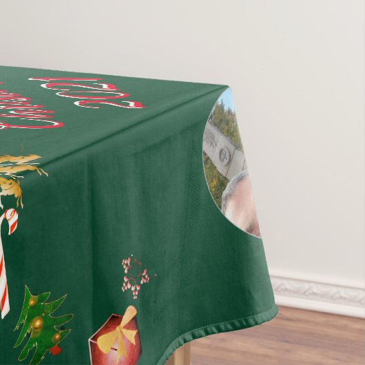 クリスマスサンタとトナカイ2枚の写真スカーフ テーブルクロス (インサイチュ)