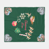 クリスマスサンタとトナカイ2枚の写真 フリースブランケット (正面(横))