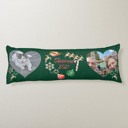 クリスマスサンタとトナカイ2枚の写真 ボディピロー (裏面)