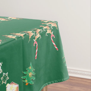 クリスマスサンタとトナカイ テーブルクロス