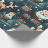 クリスマスサンタとトナカイ ラッピングペーパー (角)