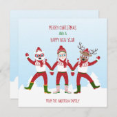 クリスマスサンタとフレンズホリデーカード (正面/裏面)
