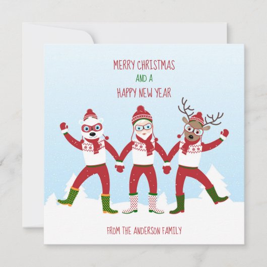 クリスマスサンタとフレンズホリデーカード (正面)