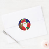 クリスマスサンタとプレゼントラウンドステッカー ラウンドシール (封筒)
